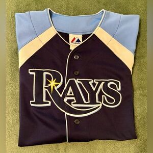 Majestic Tampa Bay Rays #3 Jersey - Dark Blue and Light Blue, size: L (5368)